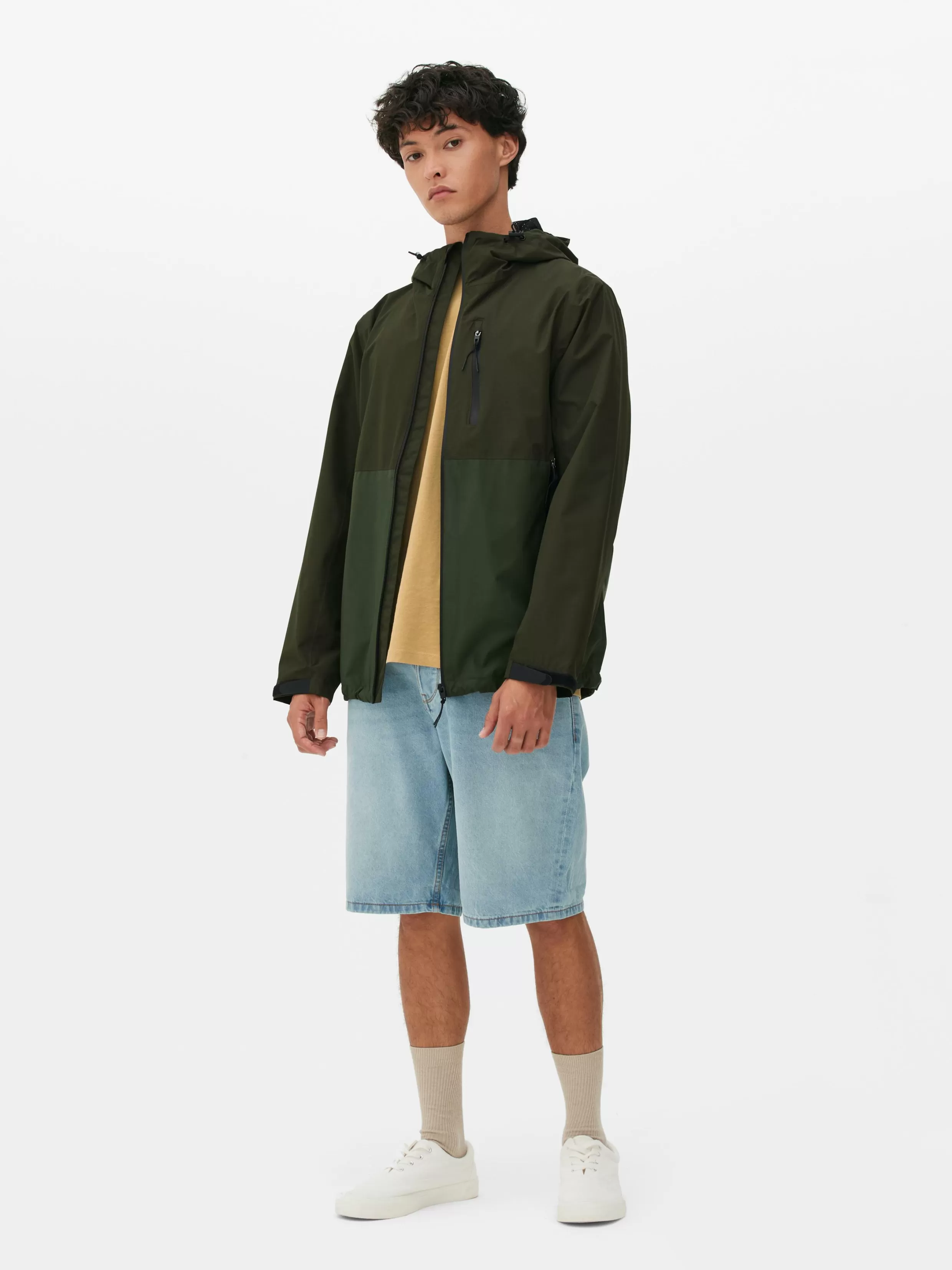 Discount Color Block Multi Pocket Raincoat Coats And Jackets