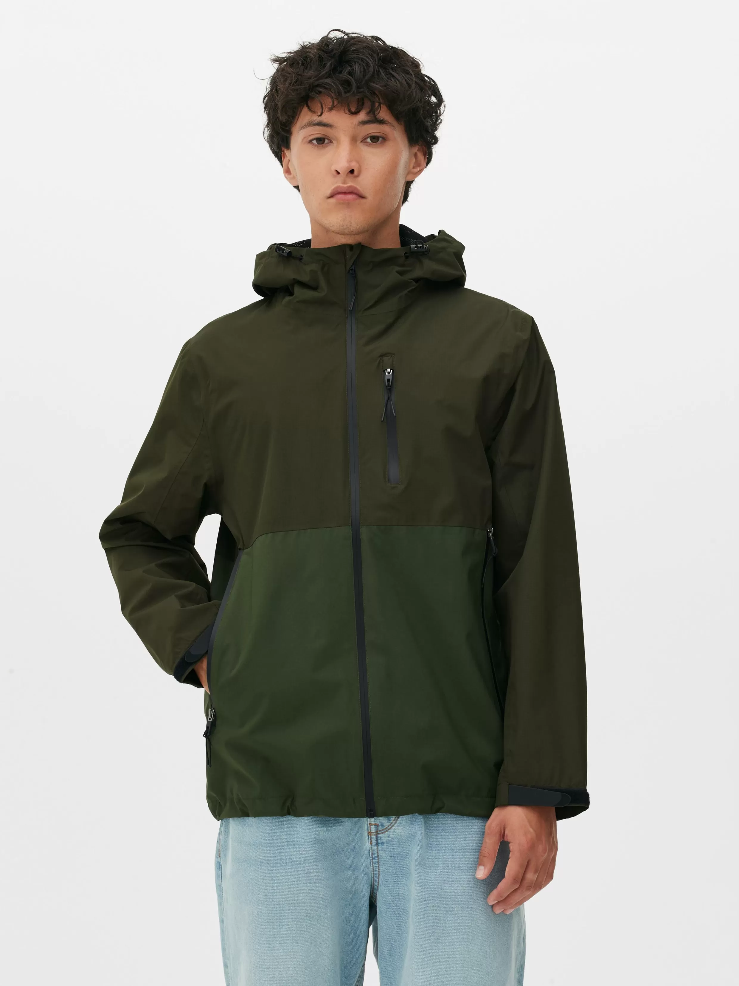 Discount Color Block Multi Pocket Raincoat Coats And Jackets
