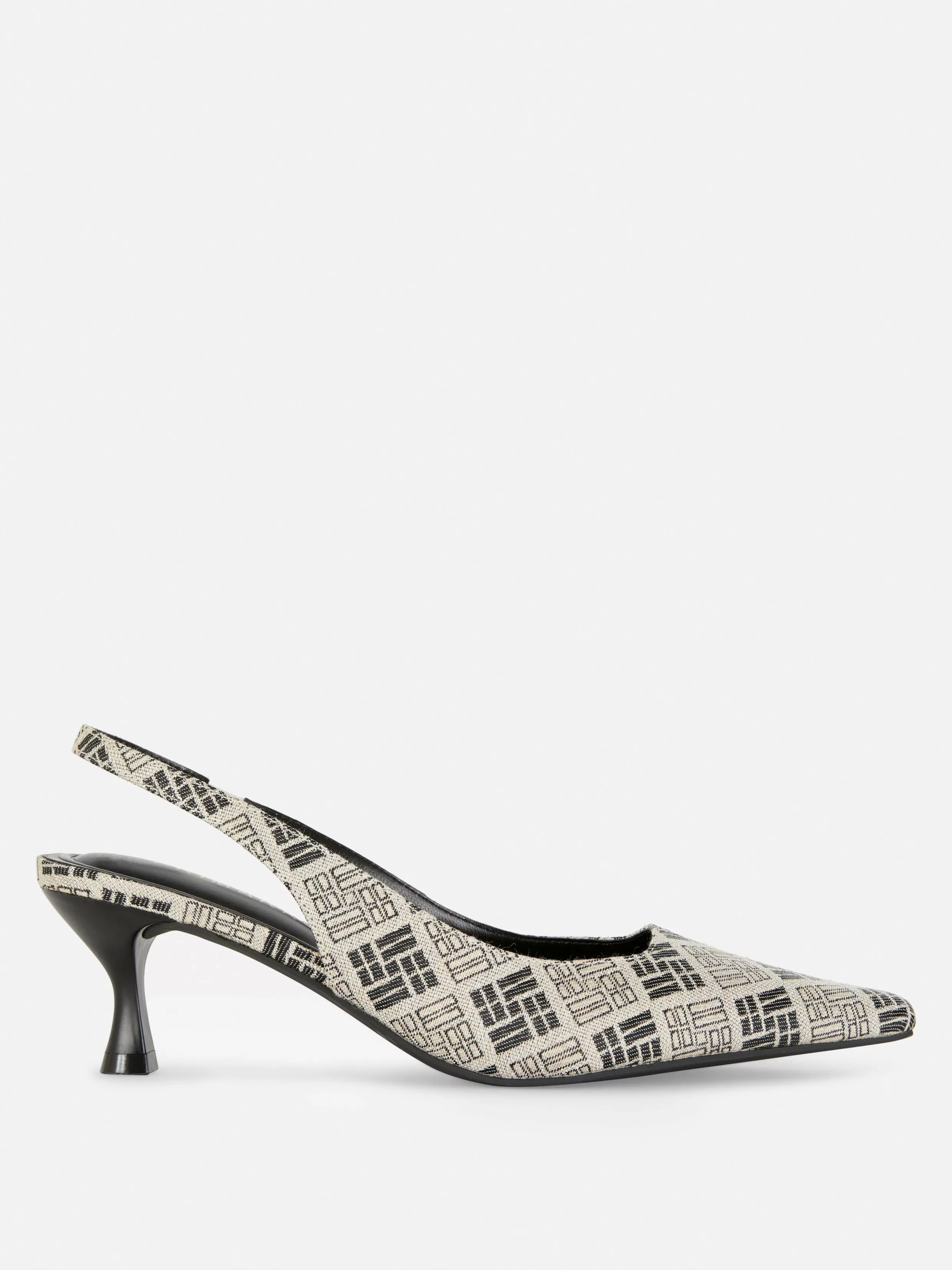 Online Geometric Print Slingback Kitten Heels Women Heels