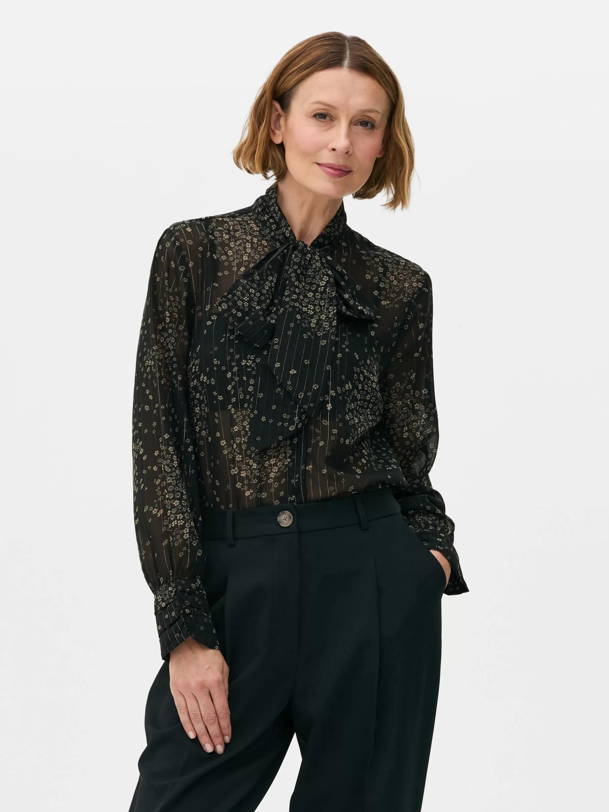 Fashion Tie Neck Blouse Women Shirts And Blouses